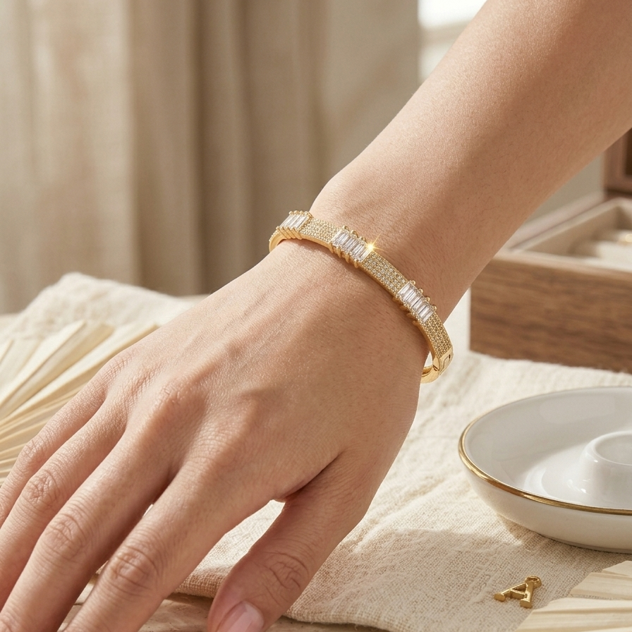 Ethereal Baguette Crystal Bangle