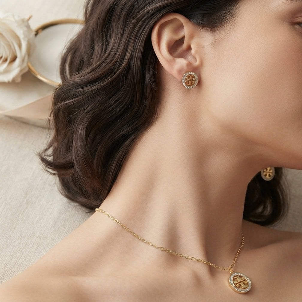 Pendant Necklace & Matching Stud Earrings Set