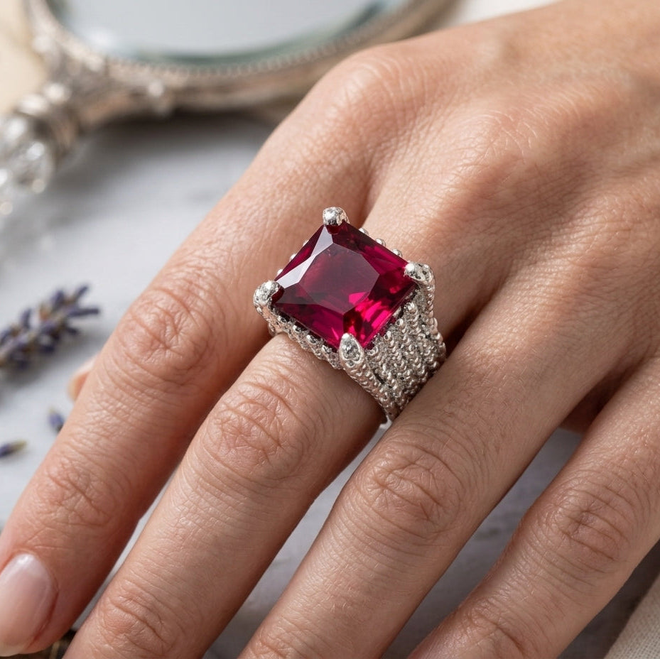 Vintage Ruby Emerald-Cut Statement Ring