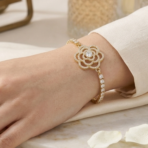 Rose Bloom Adjustable Tennis Bracelet