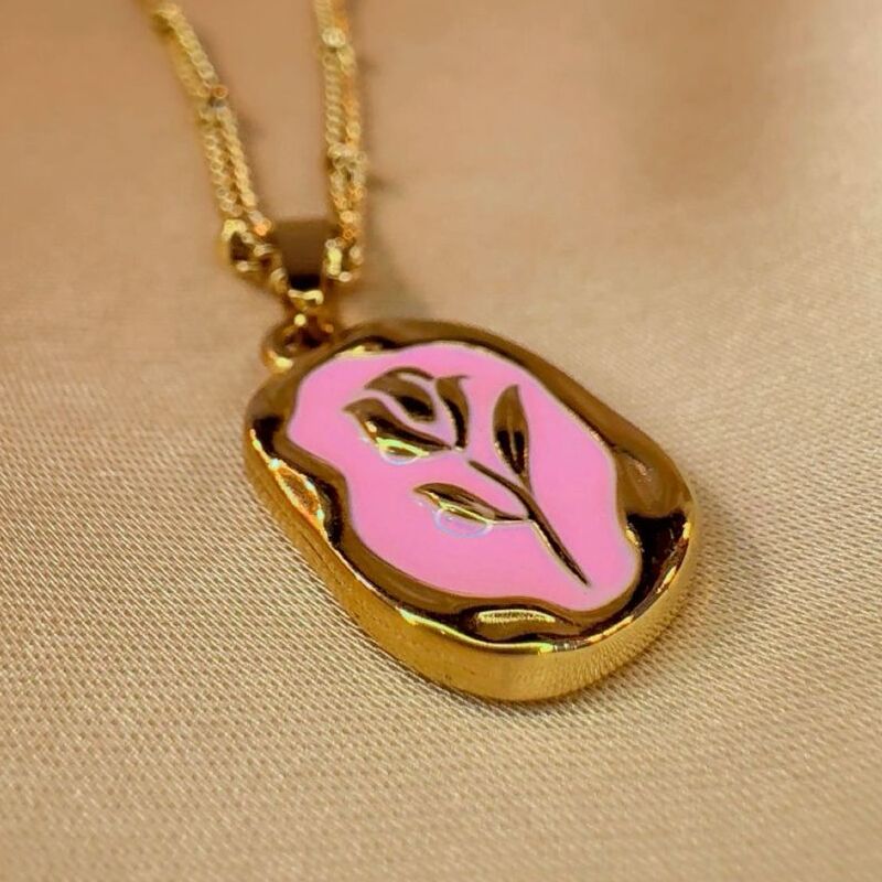 Powder pink rose pendent