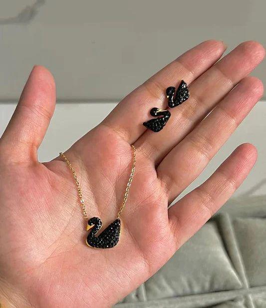 Black sweroski swan set