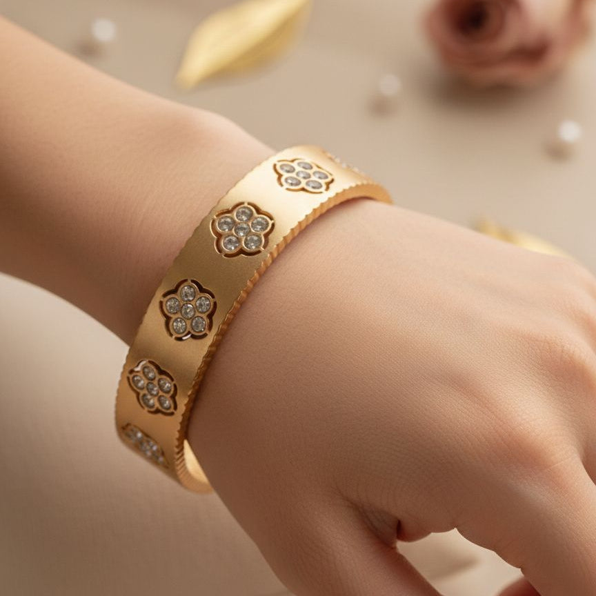 Gilded Bloom Inlaid Cuff