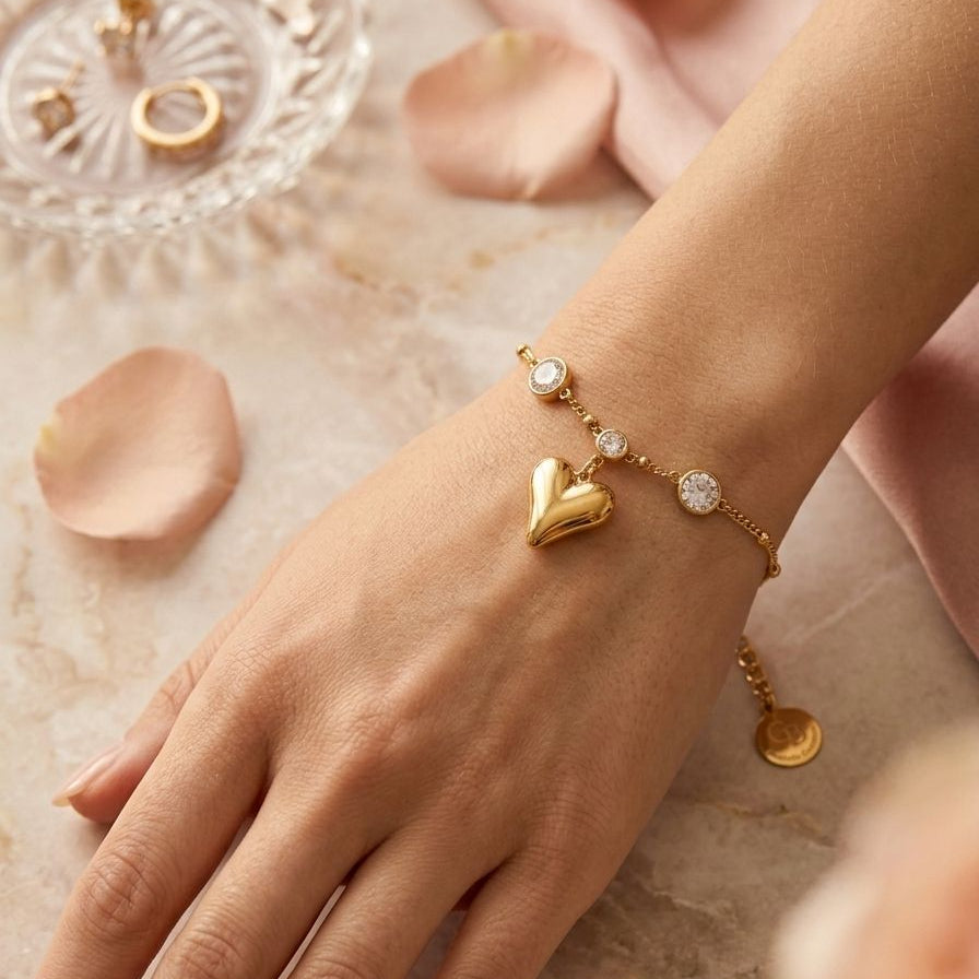 Gilded Heart Charm Bracelet