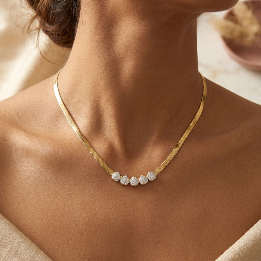 Celestial Five-Stone Herringbone Necklace