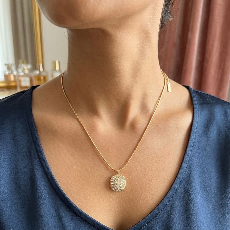 Celestial Shimmer Pavé Square Necklace