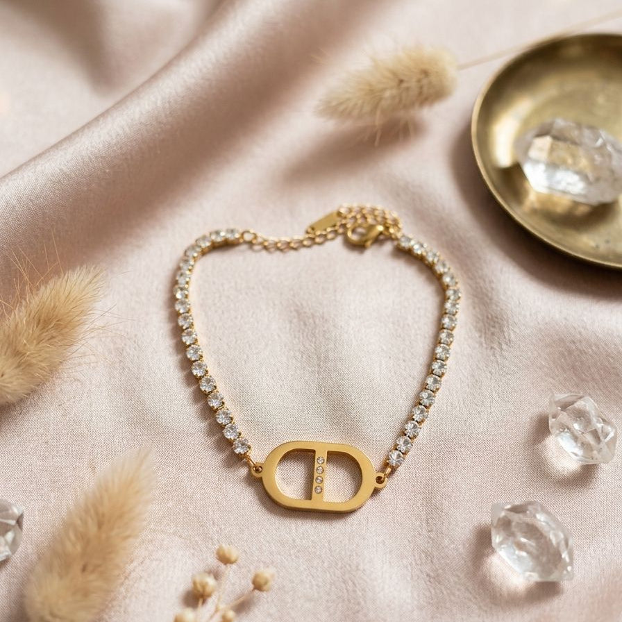 Lumina Gold Oval Medallion Tennis Bracelet