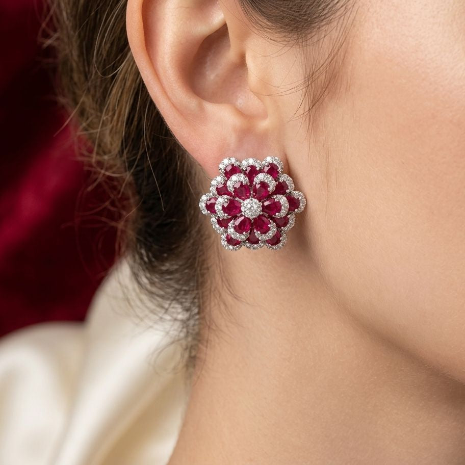 Ruby Blossom Studs