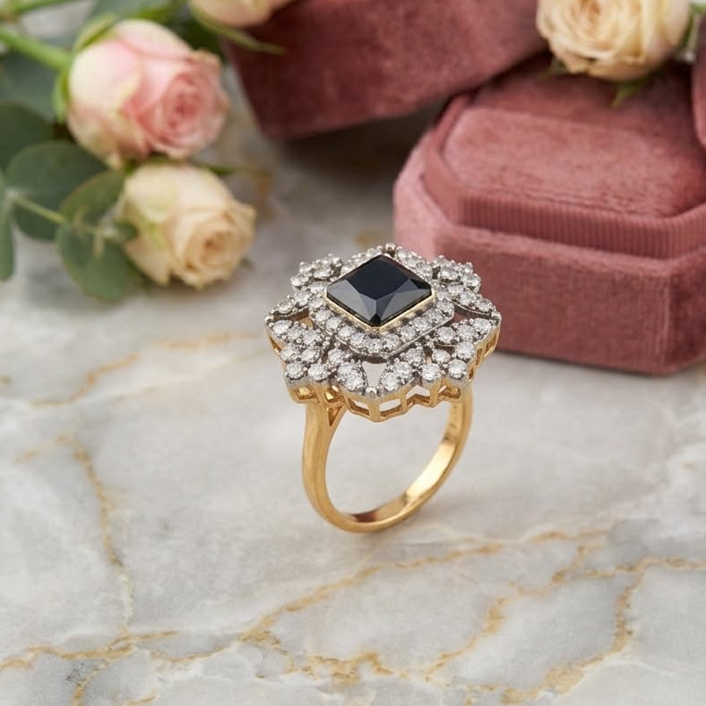 Midnight Bloom Statement Ring