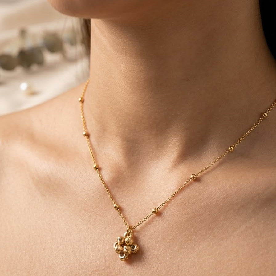 Beaded Blossom Pendant Necklace
