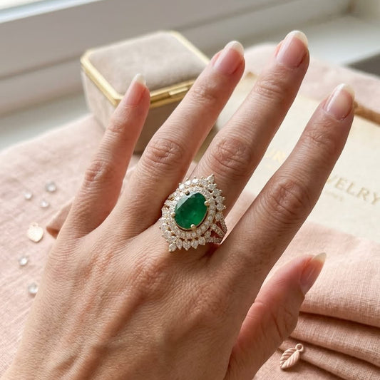 Vintage Emerald Tiara Ring