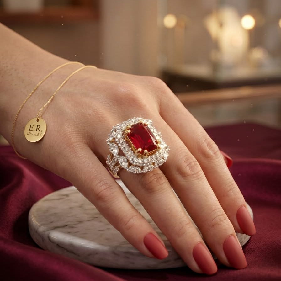 Crimson Monarch Statement Ring