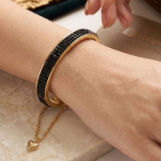 Midnight Crystal Heart Bangle
