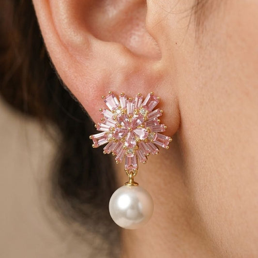 Blush Blossom Pearl Drop Earrings