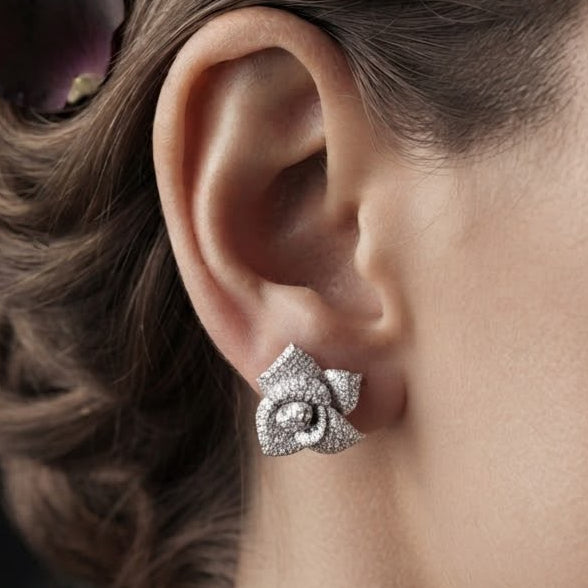 Blossom Pave Rose Earrings