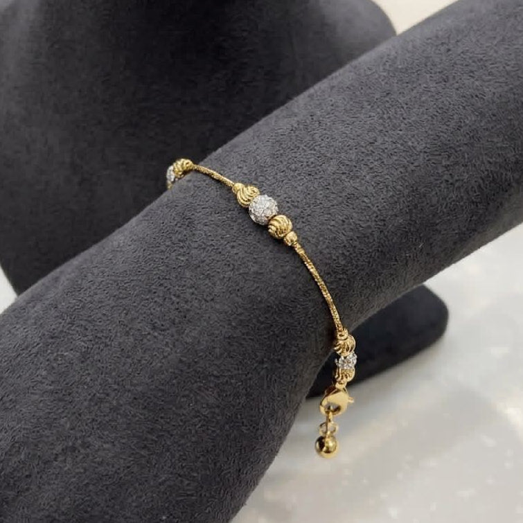 Gold Plated Sparkling Crystal Bead Chain Bracelet