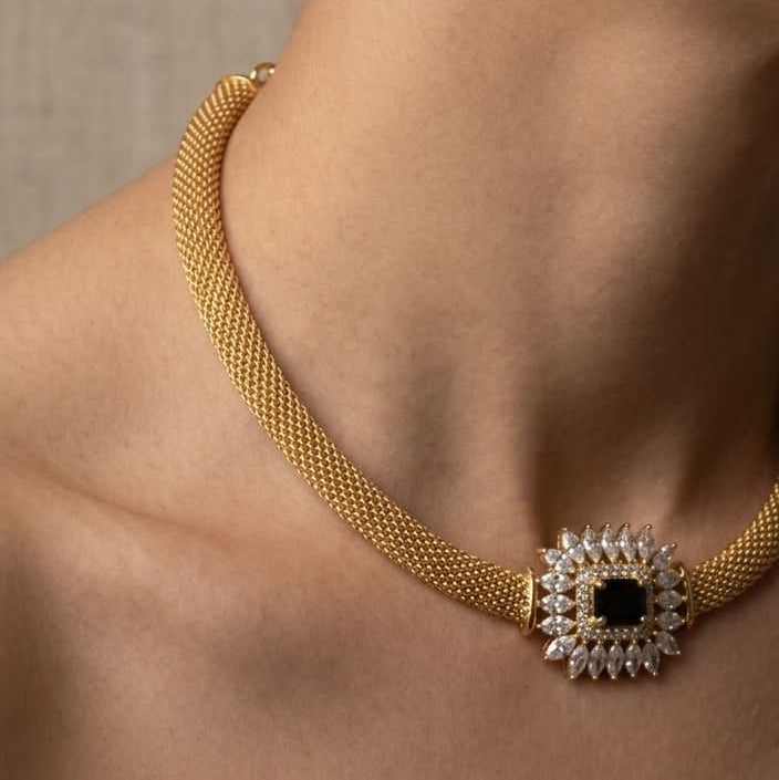 Midnight Sun Gold Mesh Jewelry Set