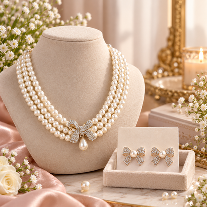 Pearl Bow Jewelry Set