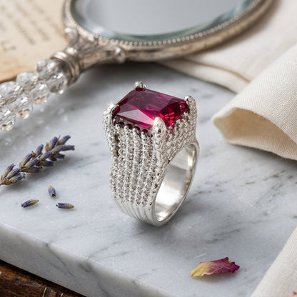 Vintage Ruby Emerald-Cut Statement Ring