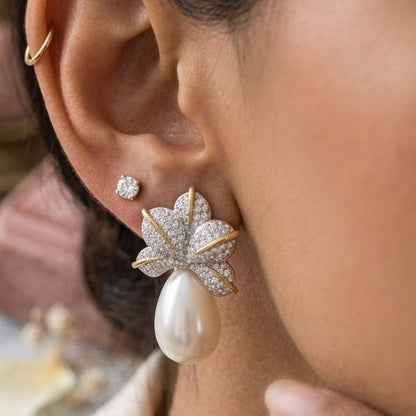 Floral Pearl Drop Earrings
