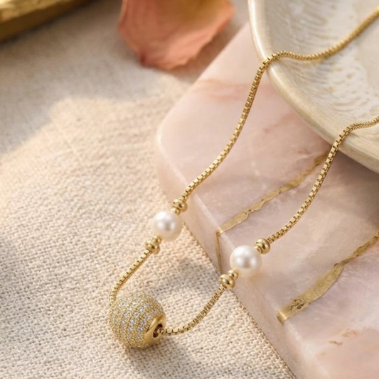 Ethereal Pearl & Pavé Orb Necklace