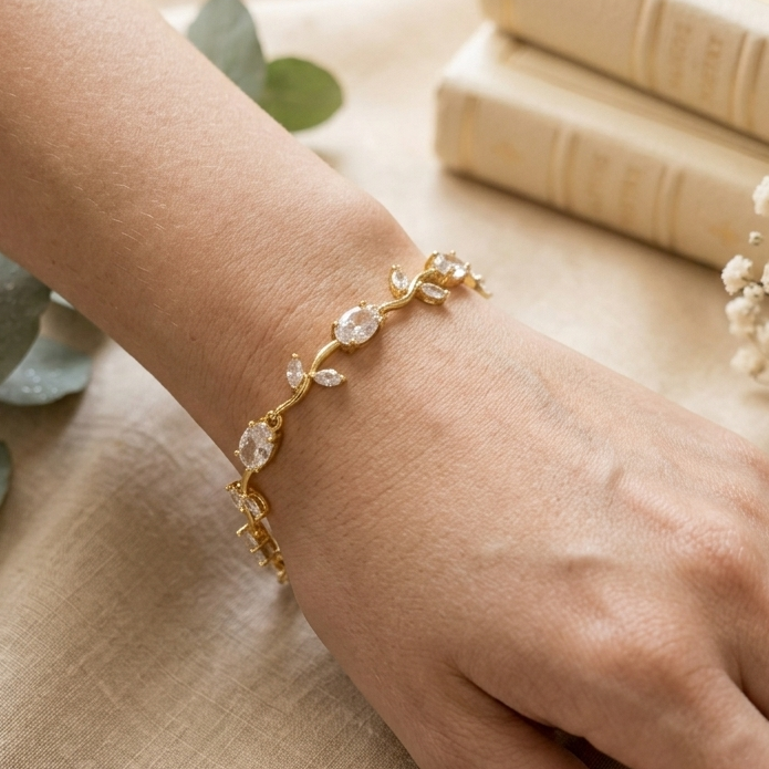 Ethereal Vine Crystal Tulip  Bracelet