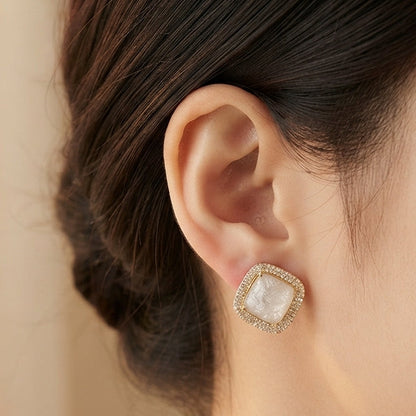 Square Marble Pavé Studs