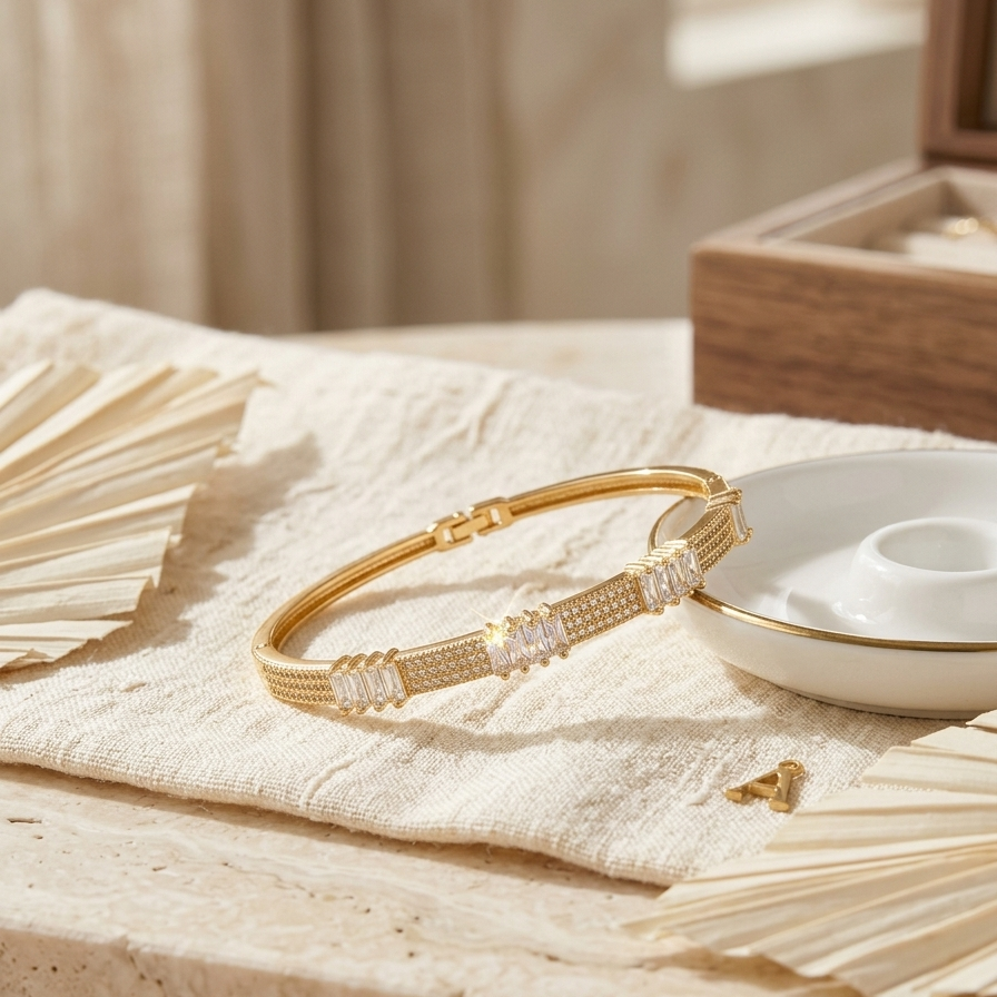 Ethereal Baguette Crystal Bangle