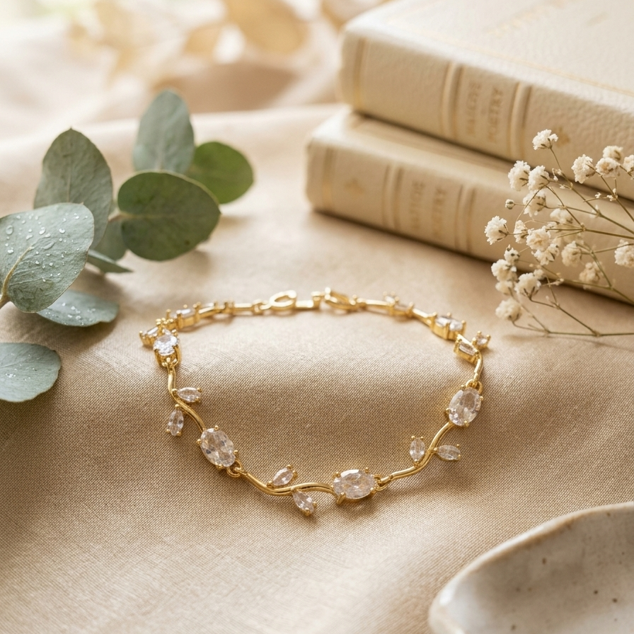 Ethereal Vine Crystal Tulip  Bracelet