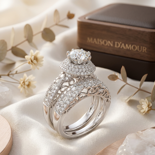 Royal Halo Bridal Double Ring
