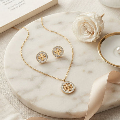 Pendant Necklace & Matching Stud Earrings Set