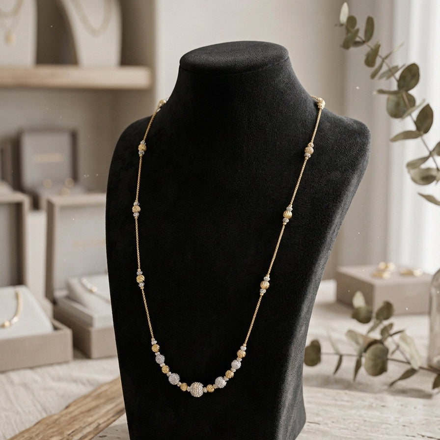 Two-Tone Beaded Mala Necklace