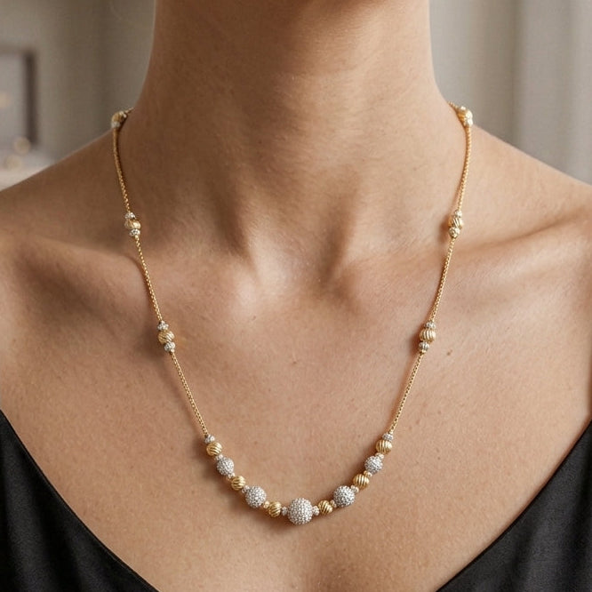 Two-Tone Beaded Mala Necklace