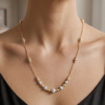 Two-Tone Beaded Mala Necklace