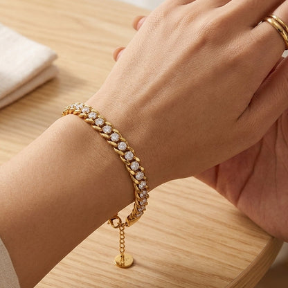 Gold Cuban Zirconia Bracelet