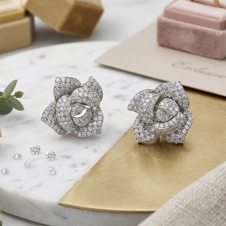 Sparkling Rose Studs