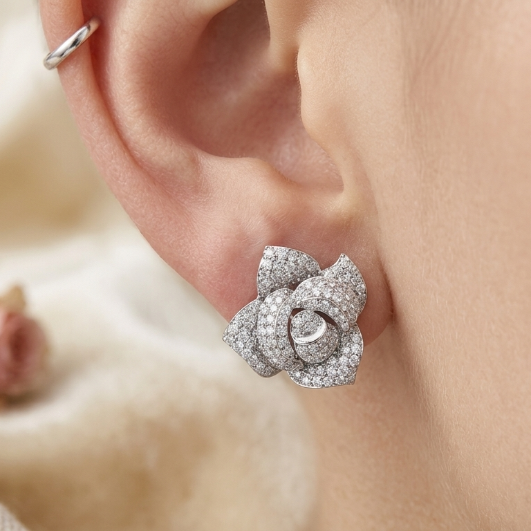 Sparkling Rose Studs