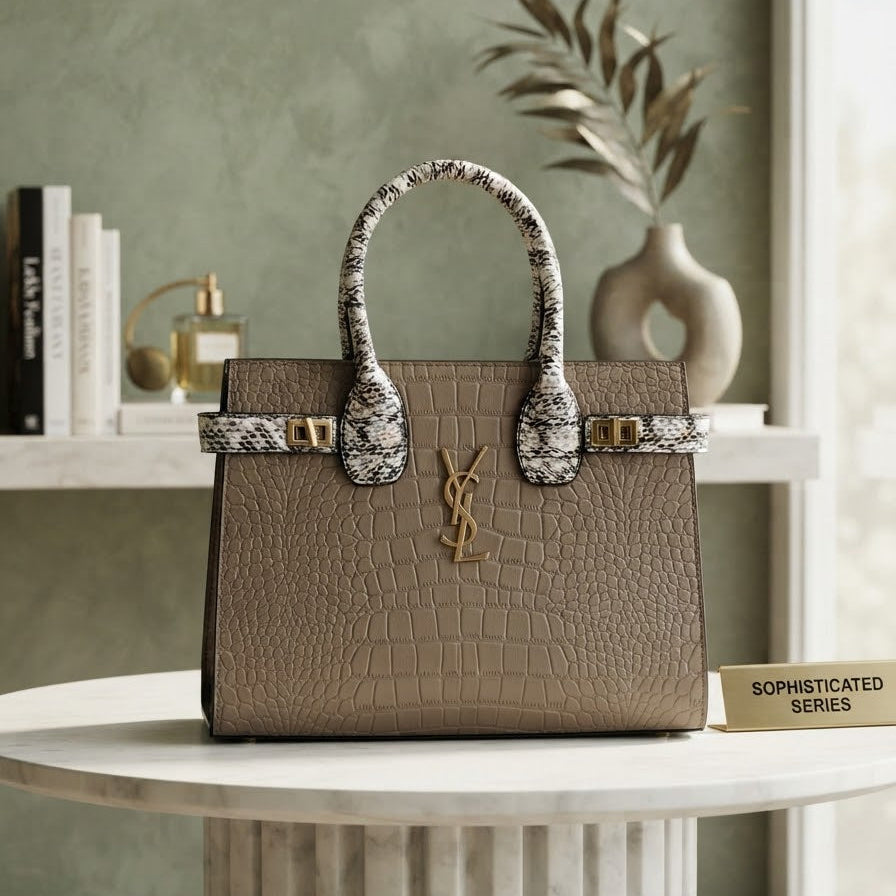 YSL Exotic-Trim Structured Tote Bag