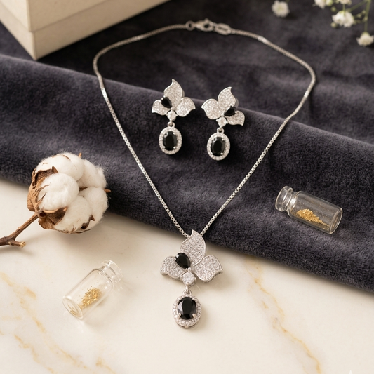Midnight Bloom Black & Diamond Set
