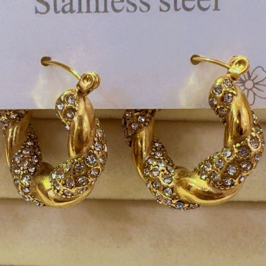 Twisted 18k plated hoops