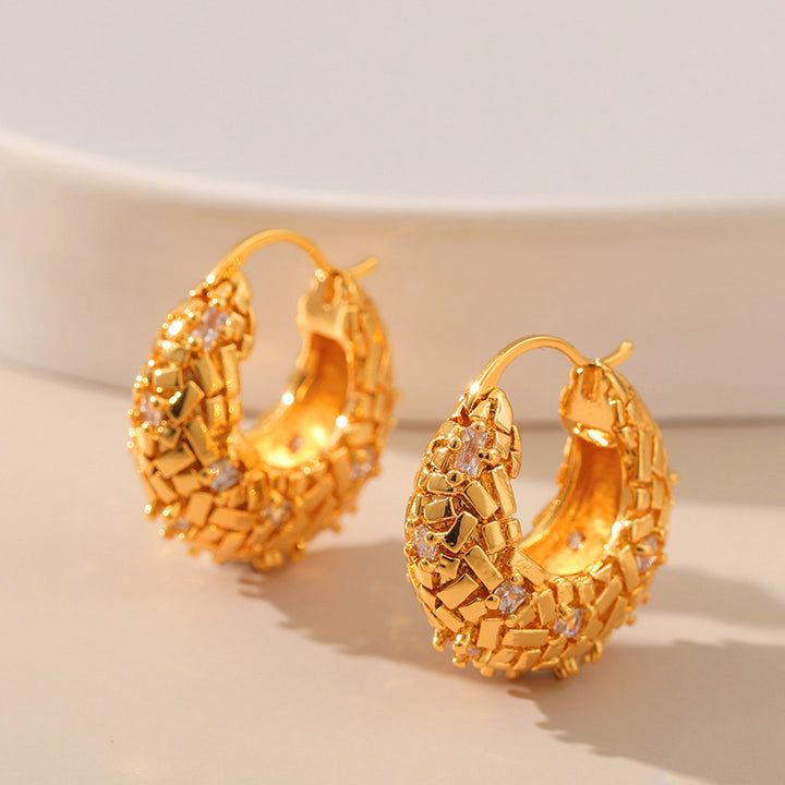 Stone studded hoops