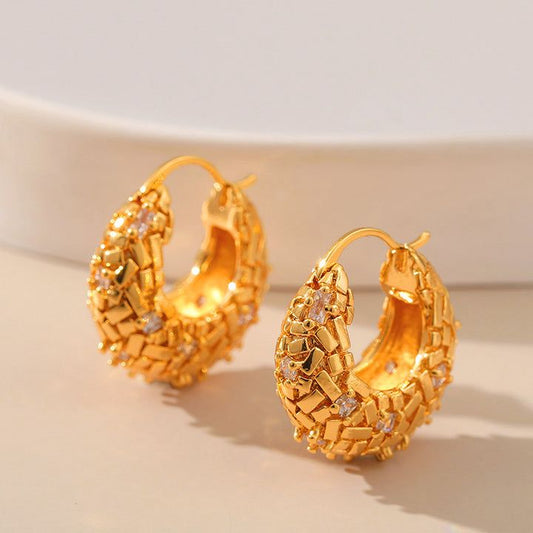 Stone studded hoops