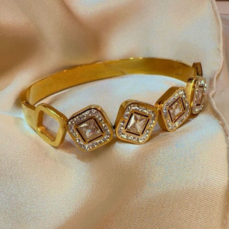 Square crystal cuff