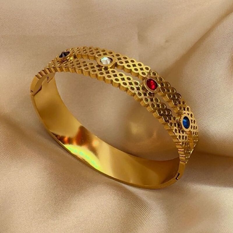 Multi stone broad  cuff