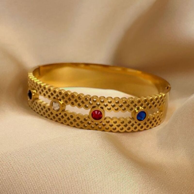 Multi stone broad  cuff