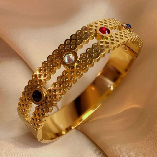 Multi stone broad  cuff