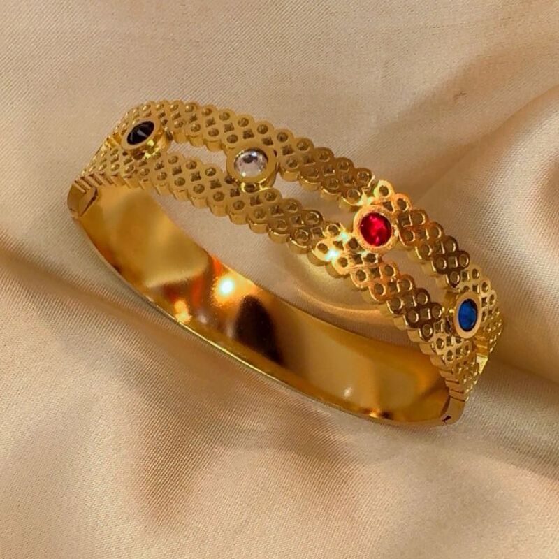 Multi stone broad  cuff