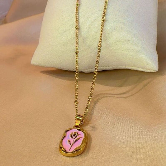 Powder pink  rose pendent
