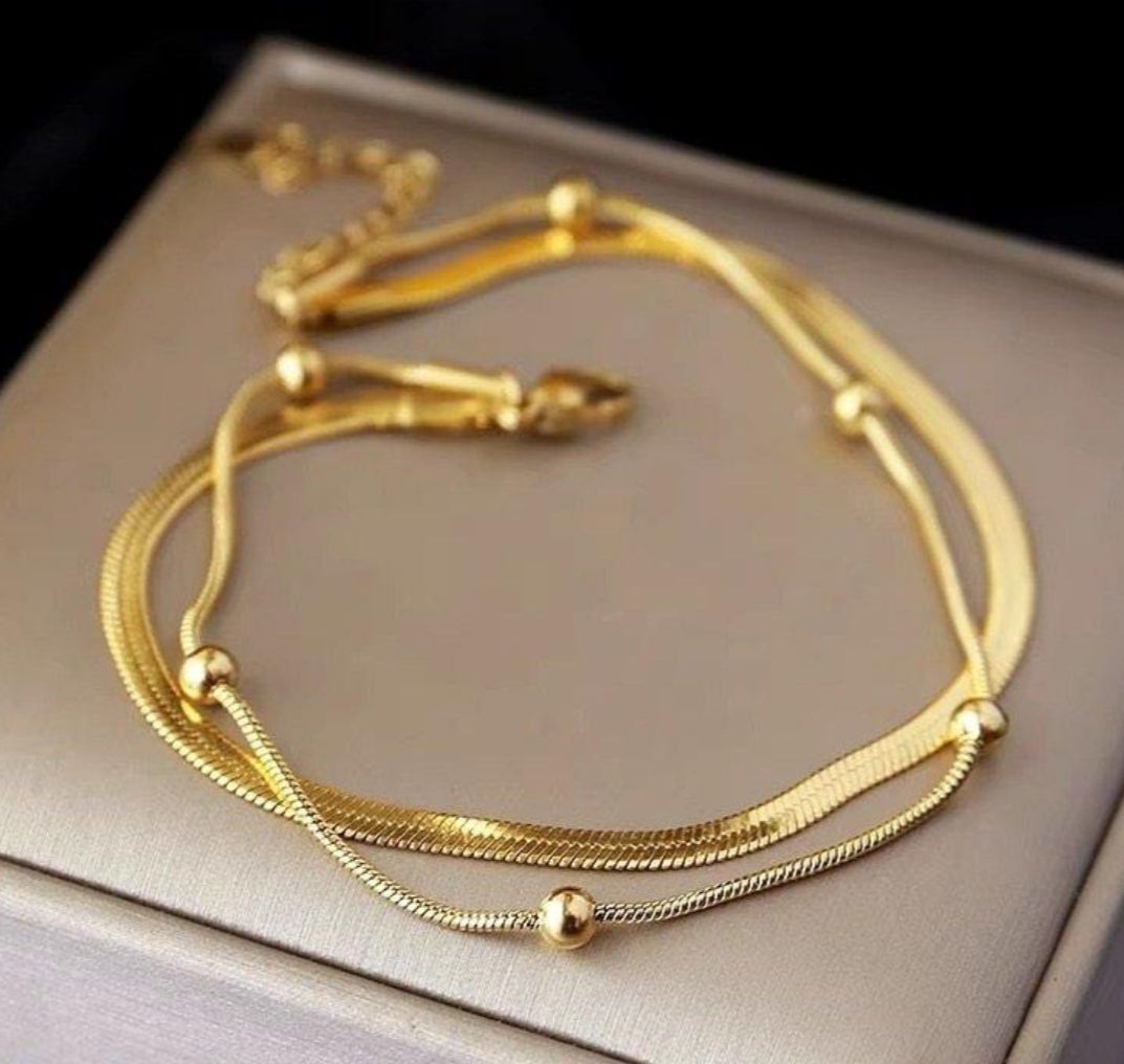18k plated double anklet