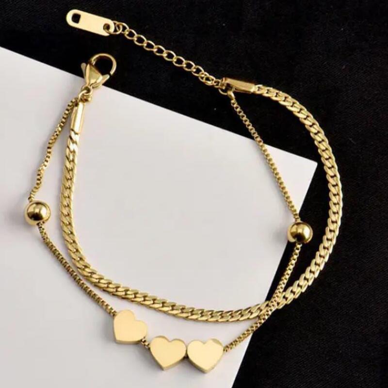 Double layer heart bracelet
